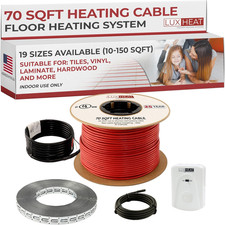 70Sqft Floor Heating Cable Kit - 120V Radiant Floor Heat System for Tile, Vinyl,