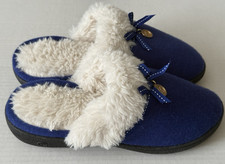 Isotoner Royal Blue Slippers With Faux Fur Memory Foam ResponsiV Women's Sz 8.5