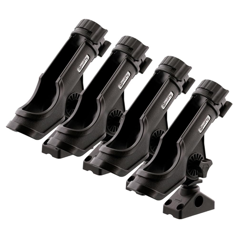 Scotty Quad Powerlock Rod Holder w/ 241 Side/Deck Mount, Bla