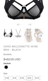 New Bordelle Vero Satin + Mesh Bra & Thong Set / Medium/SS