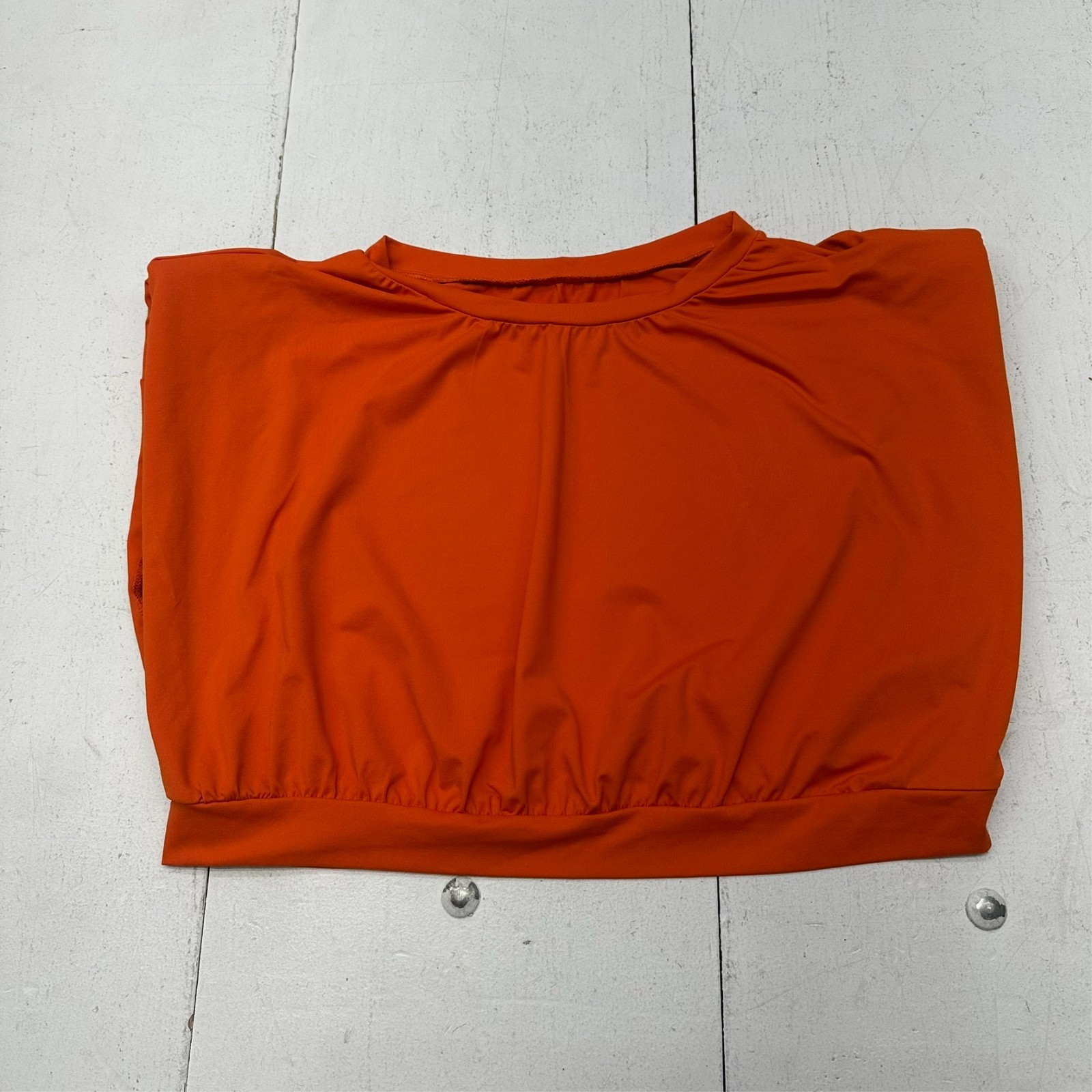 Shein Solid Orange Cuff Sleeve Cropped Casual Tan… - image 1