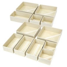 Drawer Organizer Clothes Dresser Organizer, Foldable Closet 12 Pack Beige