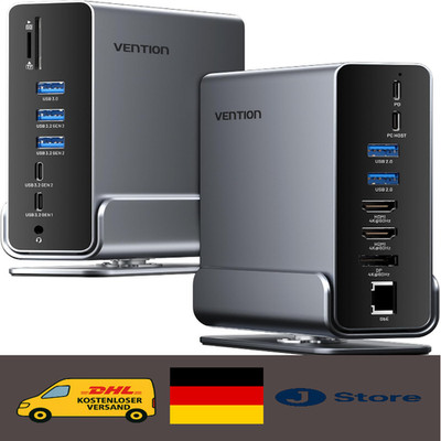 USB C Docking Station, 16-IN-1 DockingStation Laptop 3 Monitore Unterstützung...