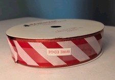 NEW Red  White Glitter Wired Edge Christmas Ribbon 1.5  X125  