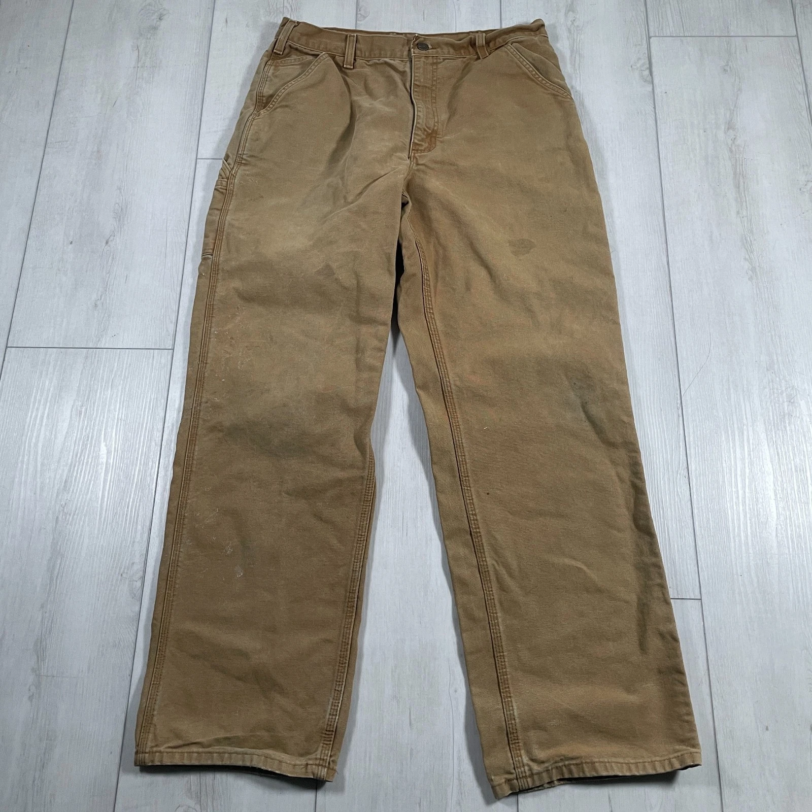 Carhartt Carpenter Canvas Pants B11BRN Original Dungaree Fit Men's Size 34x32