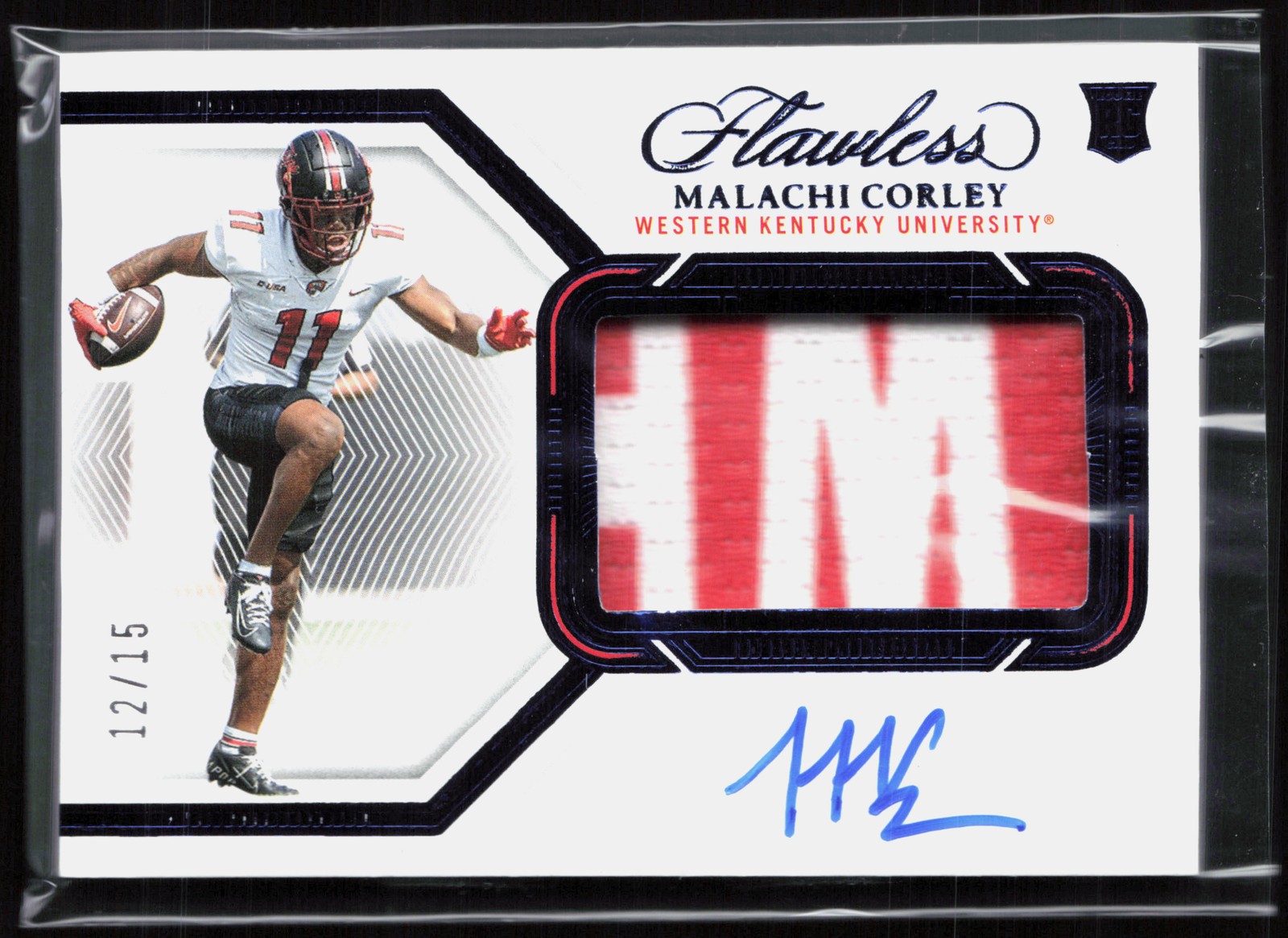 Malachi Corley Panini National Treasures Collegiate Flawless Rookie Patch Autographs #154 Base