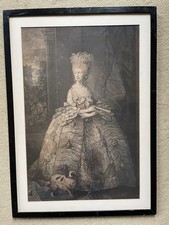 Antique C18th Mezzotint Queen Charlotte Framed 23x18”