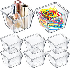 8 Pcs Stackable Clear Drawer Organizer 3" X 3" X 2" Storage Bins