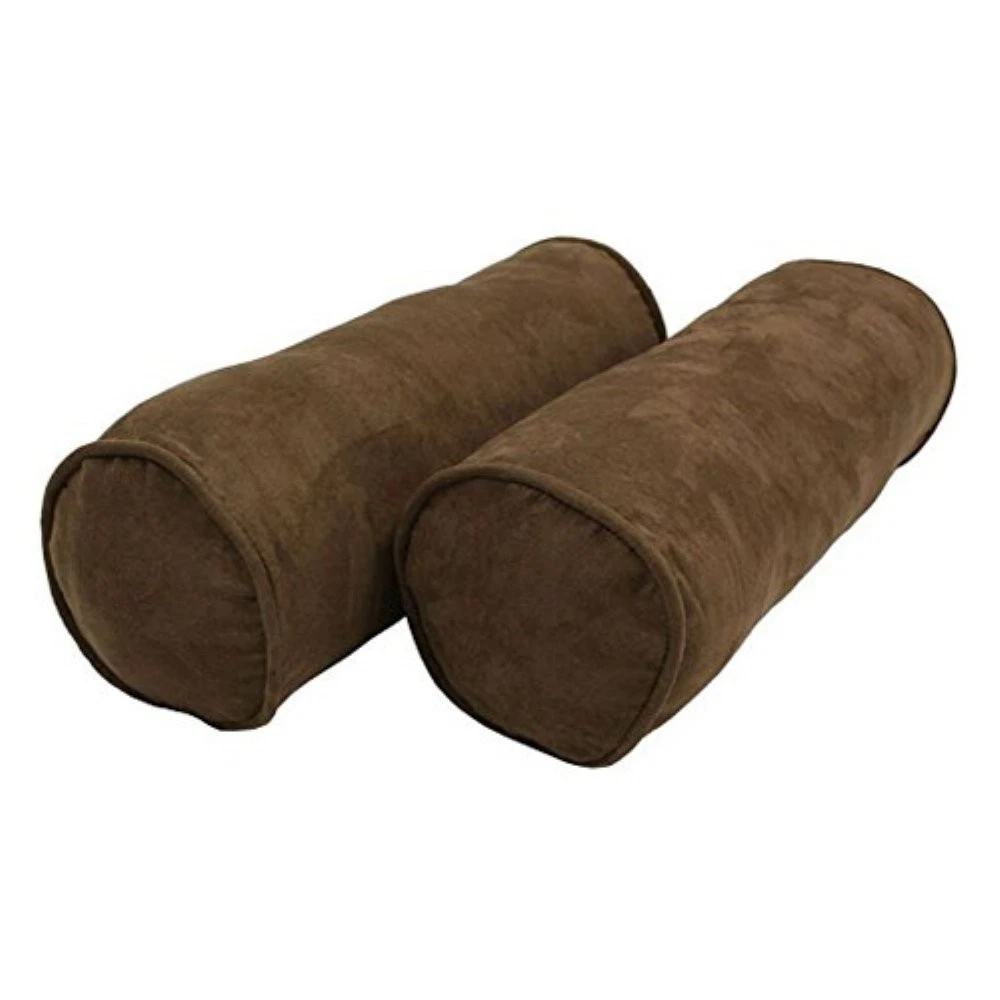 Blazing Needles Corded Microsuede Throw Pillows (Set of 2), 20" x 8", Chocolate