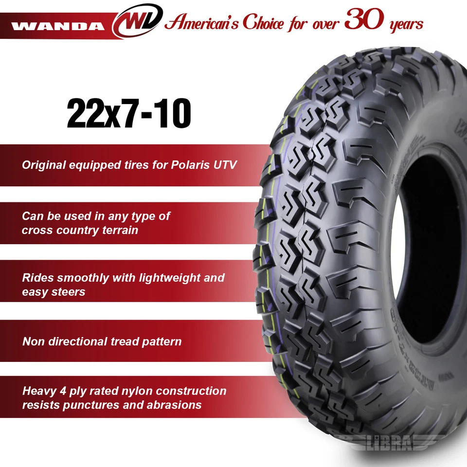 2PC 22x7-10 22x7x10 ATV Tires 22x7.00-10 for Bombardier Can Am DS250 650 Front - Image 3 of 4