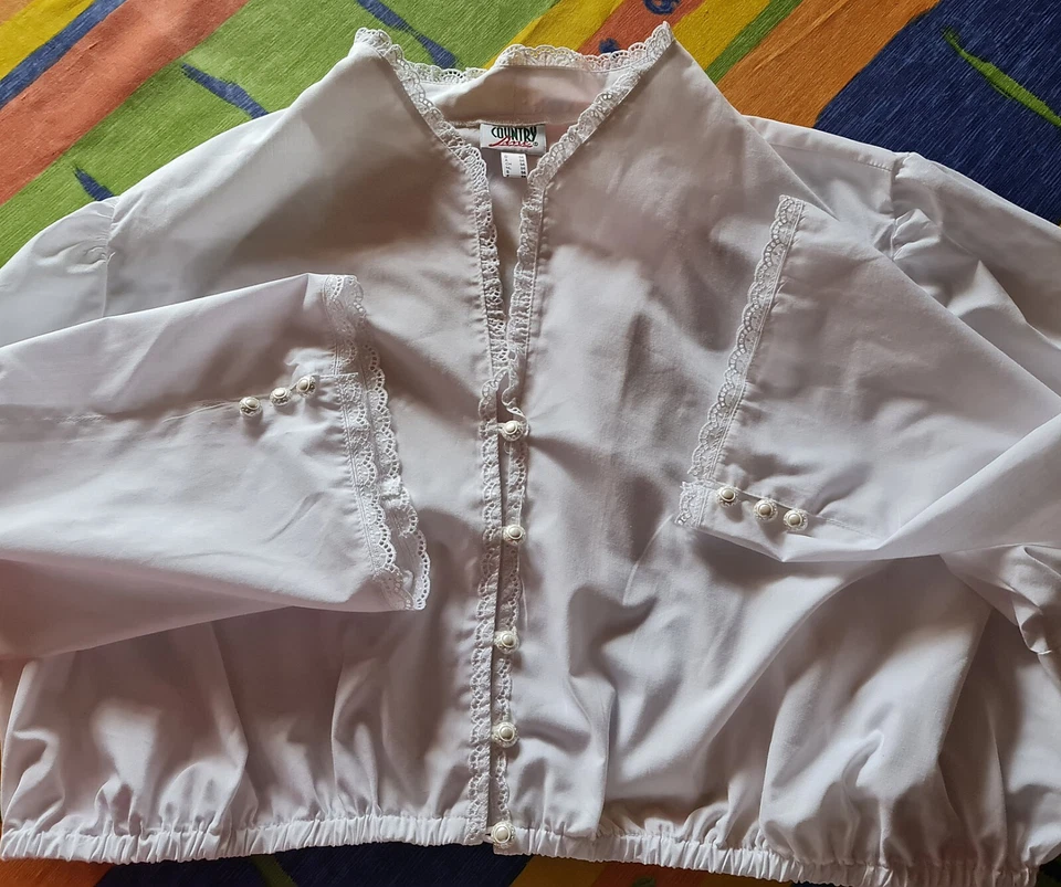 BLOUSE VINTAGE AUTHENTIC COUNTRY TRACHTEN OKTOBERFEST DIRNDL WOMEN TOP:US28/EU56 - Image 4 of 4