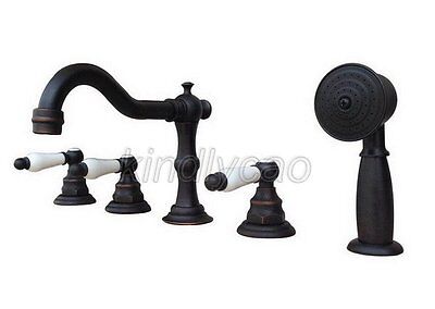 Oil Rubbed Bronze 5 Hole Bathroom Roman Tub Bath Faucet with Handshower Ktf062 Oil Rubbed Bronze 5 Hole Bathroom Roman Tub Bath Faucet with Handshower Ktf062
