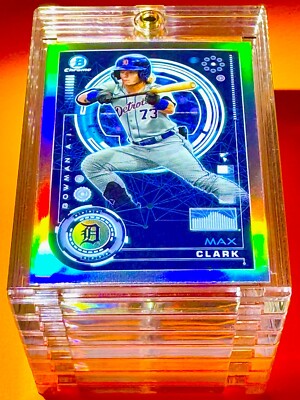 Max Clark RARE SILVER REFRACTOR ROOKIE CARD BOWMAN CHROME TIGERS RC - MINT!