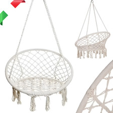 Hamac Chaise Suspendue À Dondoler Double Corde Pour Intérieur Extérieur Beige