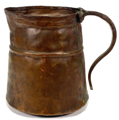 Vintage Rustic Style Copper Distressed Patina Pitcher w Handle