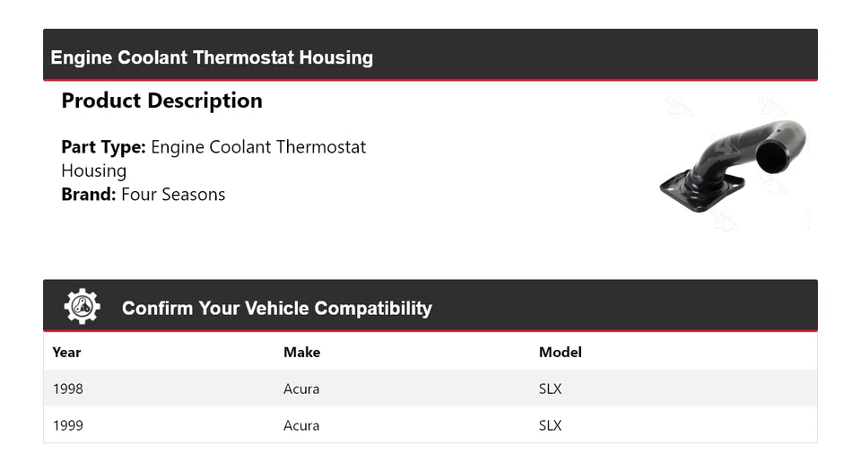Carcasa termostato refrigerante motor Acura SLX 1998-1999 4 estaciones Foto 2 de 4