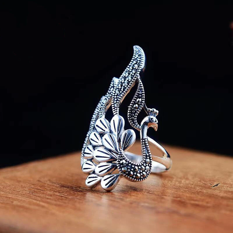 Genuine Solid Sterling Silver Peacock Ring – AtPerry's Healing Crystals