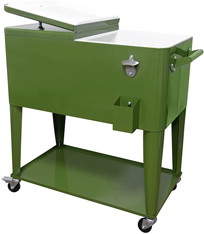 Portable 80QT Rolling Cooler Cart Ice Chest for Outdoor Patio Deck Party - Image 2 of 4