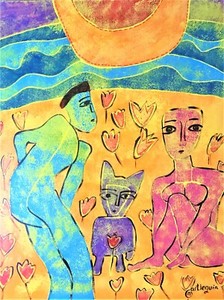 QUADRO ORIGINALE ARTE MODERNA FIGURA ASTRATTA CANE DECORAZIONE CASA ARTE PARETE 20" #A027