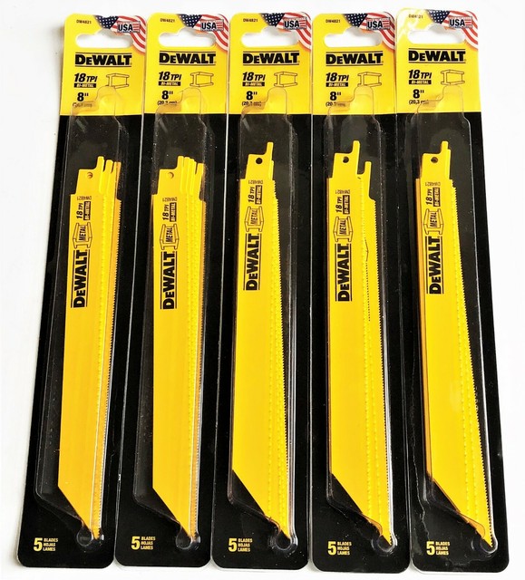 25 DEWALT 8" RECIPROCATING SAW/SAWZALL BLADES 18TPI BI METAL USA MADE