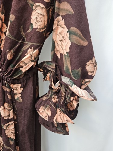 Johanna Ortiz x H&M Midi/Maxi Ruffle Dress Pre-Owned Size Winter Floral L - Foto 13 di 13