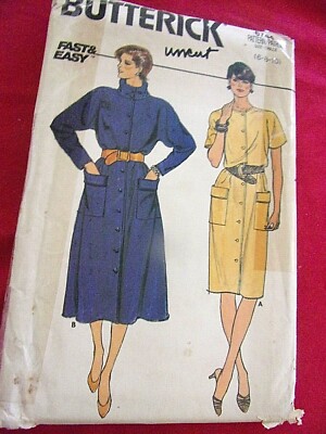 butterick shirt dress pattern 80s Butterick Shirt Dress Pattern 4795: All Sizes, Stand up Collar