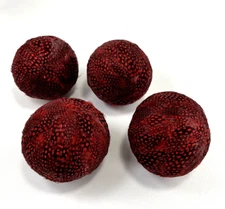 4 Red & Black Dyed Feather Spheres Home Decor Bowl Filler Foam Balls Ornaments