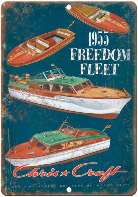 Chris Craft Motor Boat Vintage Ad Reproduction Metal Sign L25