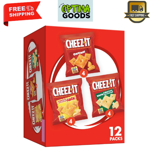 Cheez-It Cheese Crackers Baked Snack Crackers Variety Pack 12.1oz Box (12 Packs)