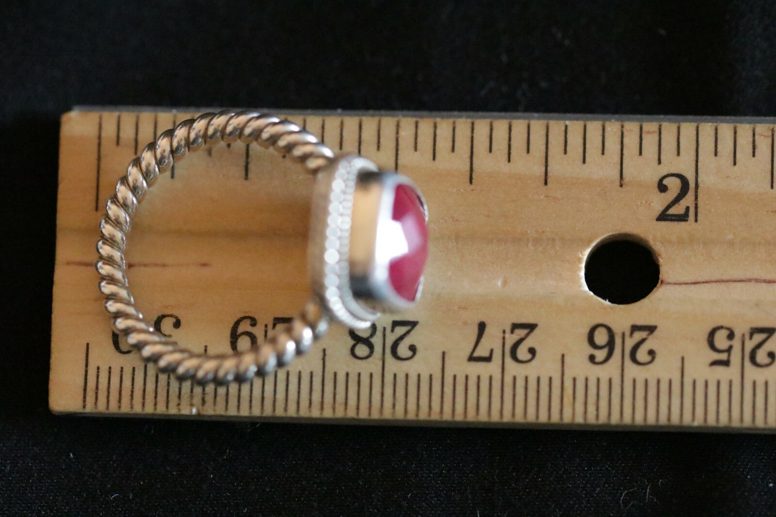 Vintage Sterling Silver Ruby Solitaire Ring Size … - image 6