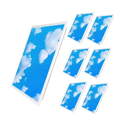 6Pack 2 * 2FT 4800LM LED Flat Panel Light,0-10V Dimmable Flat Blue Sky & Clou...