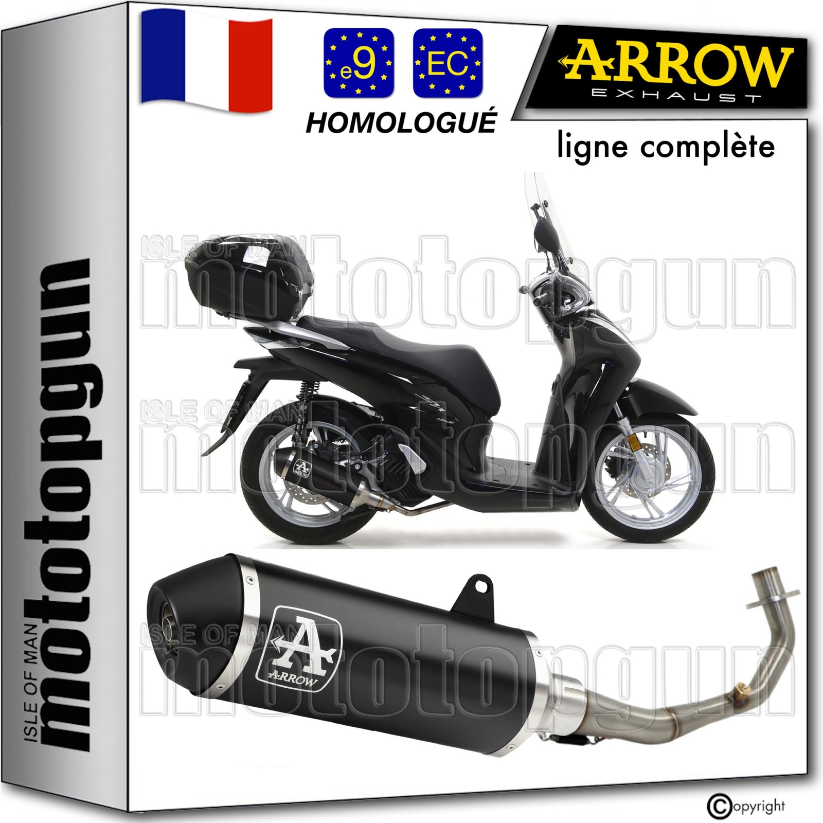 Ligne d'échappement Honda SH 150 i 2022 Arrow Urban noire homologuée