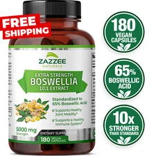 Extra Strength Boswellia 10:1 Extract, 5000 mg Strength, 180 Vegan Capsules