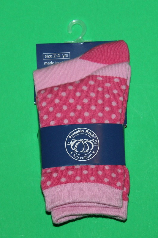 2 3 4 NWT Pumpkin Patch STRAWBERRY DELIGHT 2 pair Pink Polka Dot SOCKS Girls
