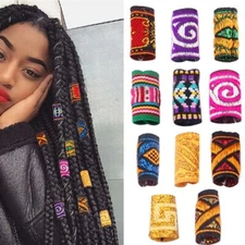 100X Fabric Dreadlock Hair Tube Braid Dirty Hair Clips Cuff Beads Tube 5mm