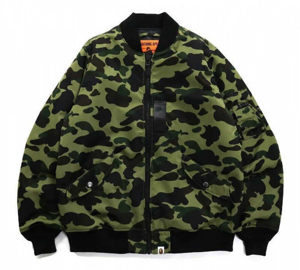 A BATHING APE Men's Nylon Twill Fabric MA-1 Jacket 1ST CAMO Pattern From  Japan