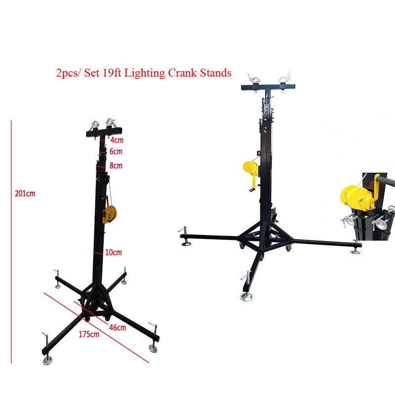 2pcs Crank Stage Stands19ft Height Four-legged Heavy Duty Tower Lifter w/Wheels-