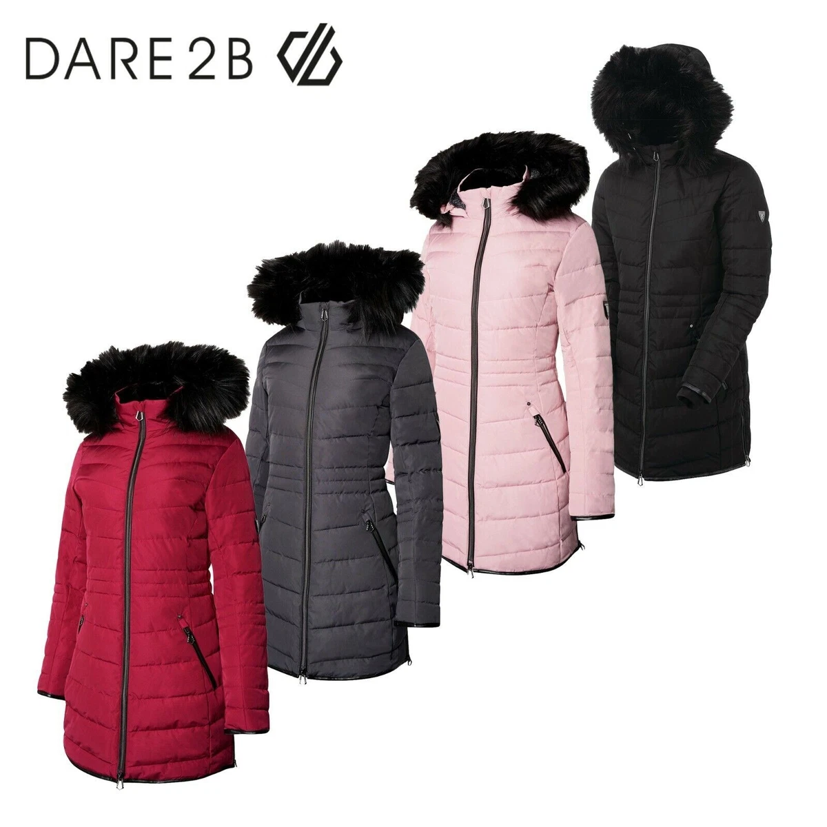 Dare2b Girls Kids School Warm Hooded Quilted Parka Waterproof Jacket RRP 120