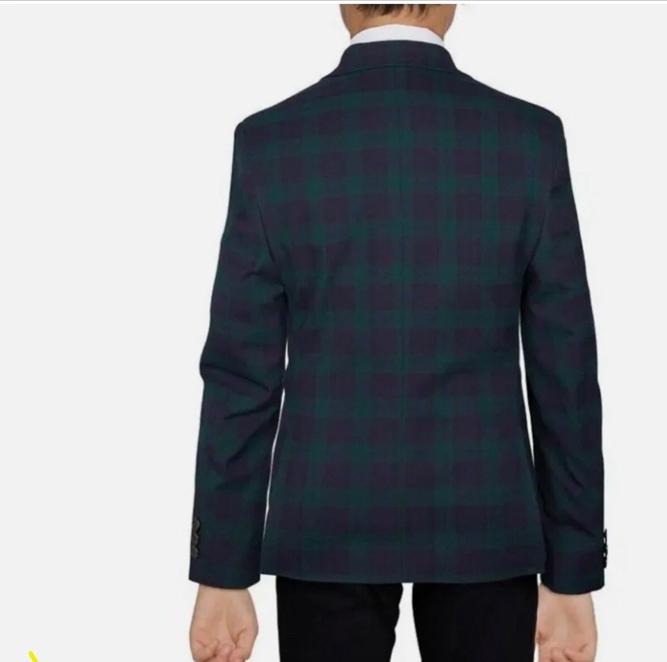 LAUREN RALPH Niños, Verde Tartán Cuadros Clásicos Abrigos Deportivos Talla 8R y Talla 10R Foto 2 de 4