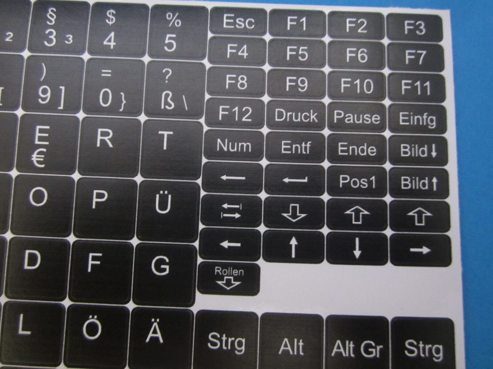 Tastaturaufkleber für Notebook Deutsch schwarz matt für 89 Tasten DE QWERTZ PÜÖÄ