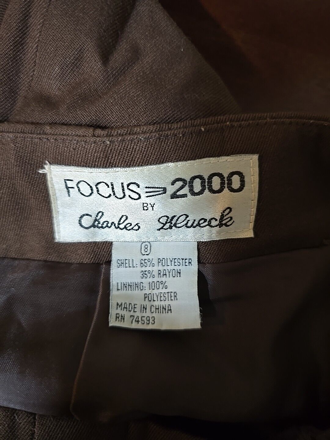 Focus 2000 By Charles Glueck Brown Poly/Rayon Ful… - image 5