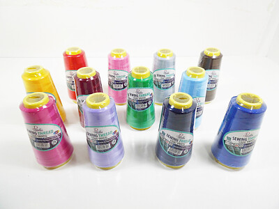 Sewing Thread 1500 Yds Machine Hand Stitch Cone Spools Assorted Colors Sew 1 Pc.