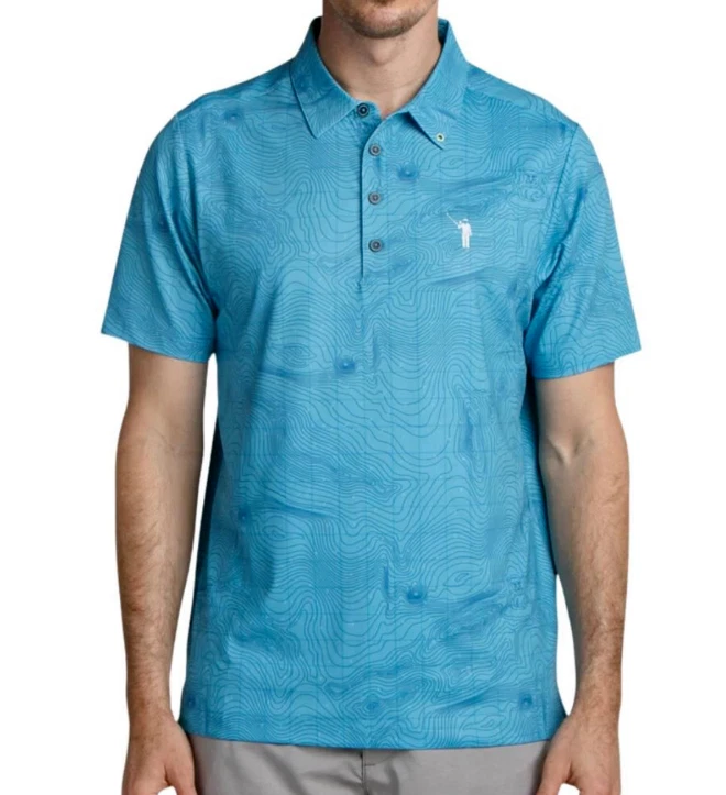 NWT William Murray Men Reading Greens Golf Polo M L 2XL3XL Blue Water Print A1