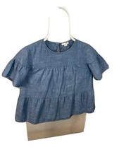 J.Crew Girls' Crewcuts short-sleeve tiered chambray top Medium Wash Size 12
