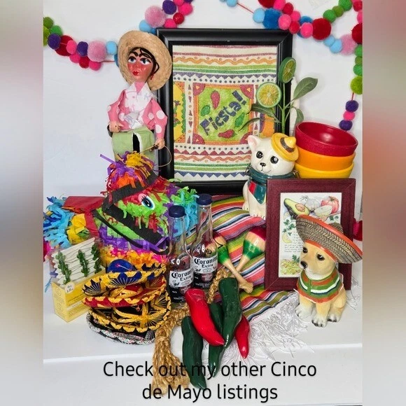 Corredor de mesa Fiesta denim listrado colorido mexicano Serape Cinco De Mayo - Imagem 2 de 4