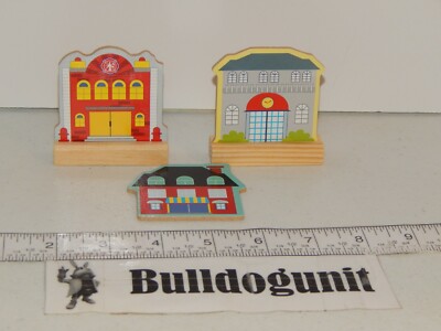 First Learning Super Wooden Train Set Lot of 3 Building Tiles & 2 Stand Parts On