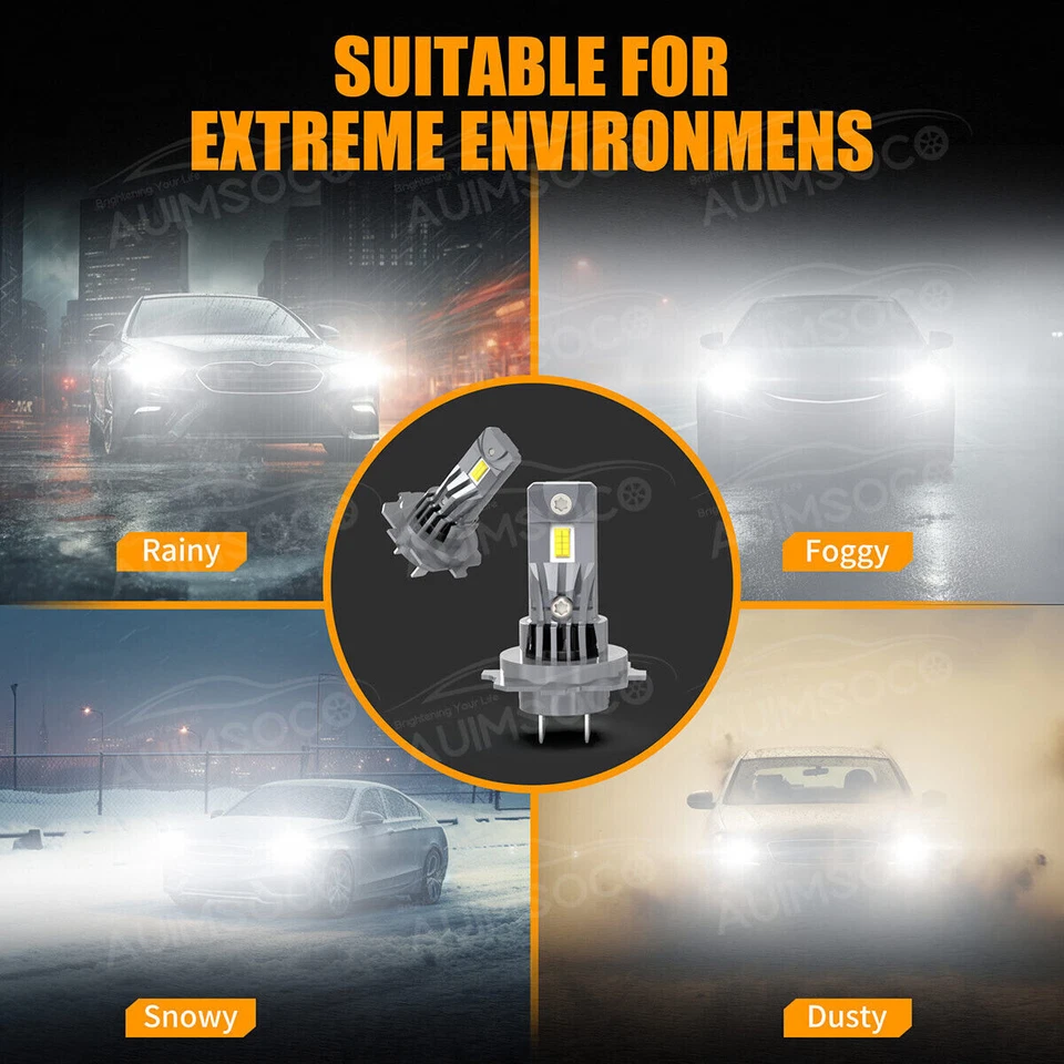 LED Headlight Bulbs +Fog Light 6000K Combo 4 Kit For Suzuki Swift 2007-2016 2017 - Image 3 of 4