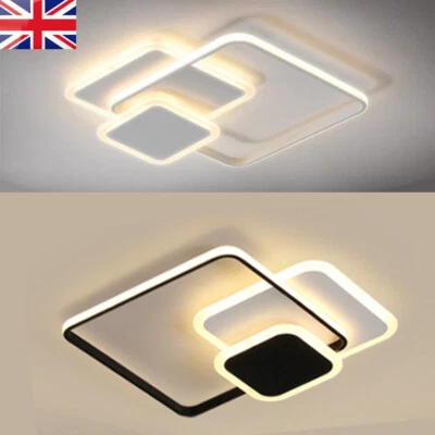 Dimmable Square LED Ceiling Light Modern Chandelier Bathroom Bedroom Wall Lamp