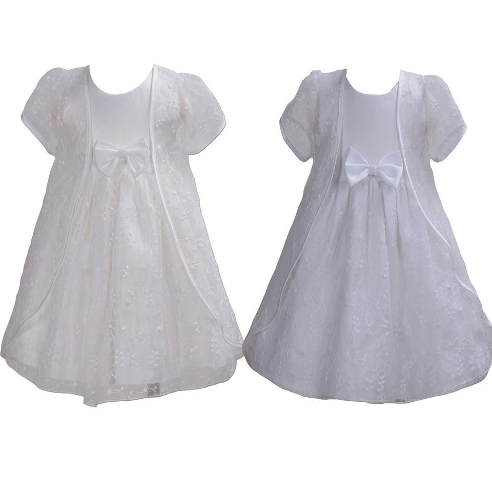 CINDA Baby Spitze Taufkleid mit Cape weiß elfenbein 0 3 6 9 12 18 Monate