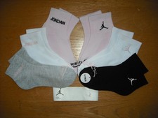 Womens/Teens NWT AIR JORDAN Ankle Socks 6pr Pink White Black Cushion Sz:M 6-8.5